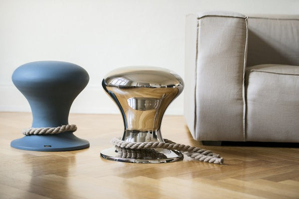 HAMBURGER HOCKER Poliert mit Segeltau