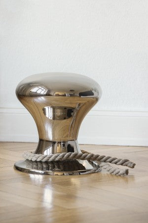 HAMBURGER HOCKER Poliert mit Segeltau