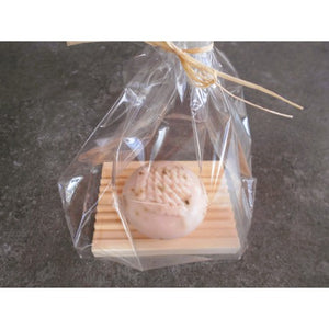 Geschenkset: Zirben-Seifenablage mit Schafmilchseife (rund)